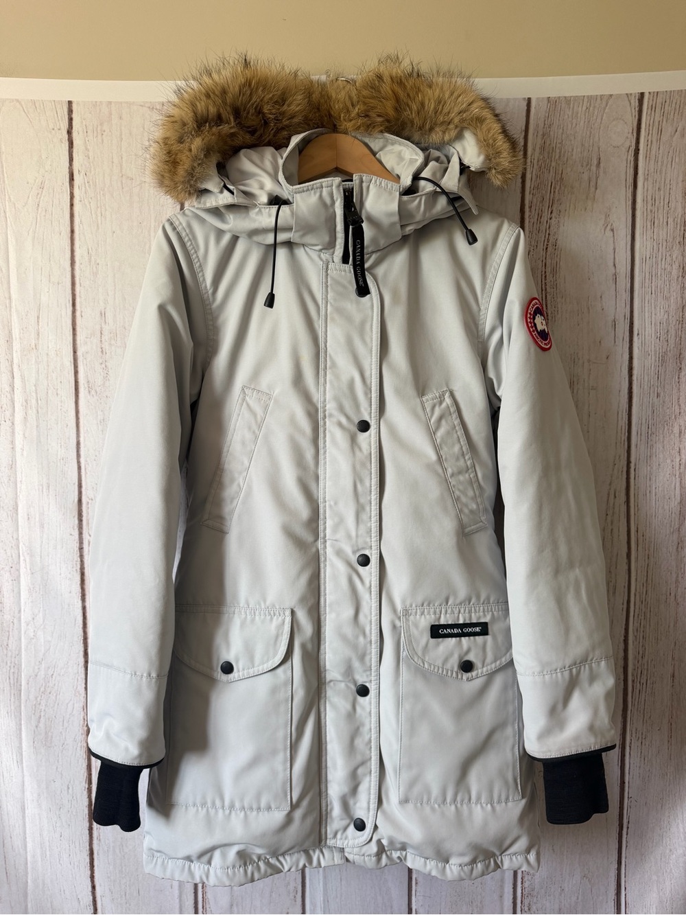 Canada Goose Trillium Parka with Removable Fur Hood Light Grey Size XS